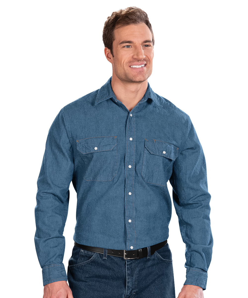 Snap-Front Long Sleeve Denim Shirts