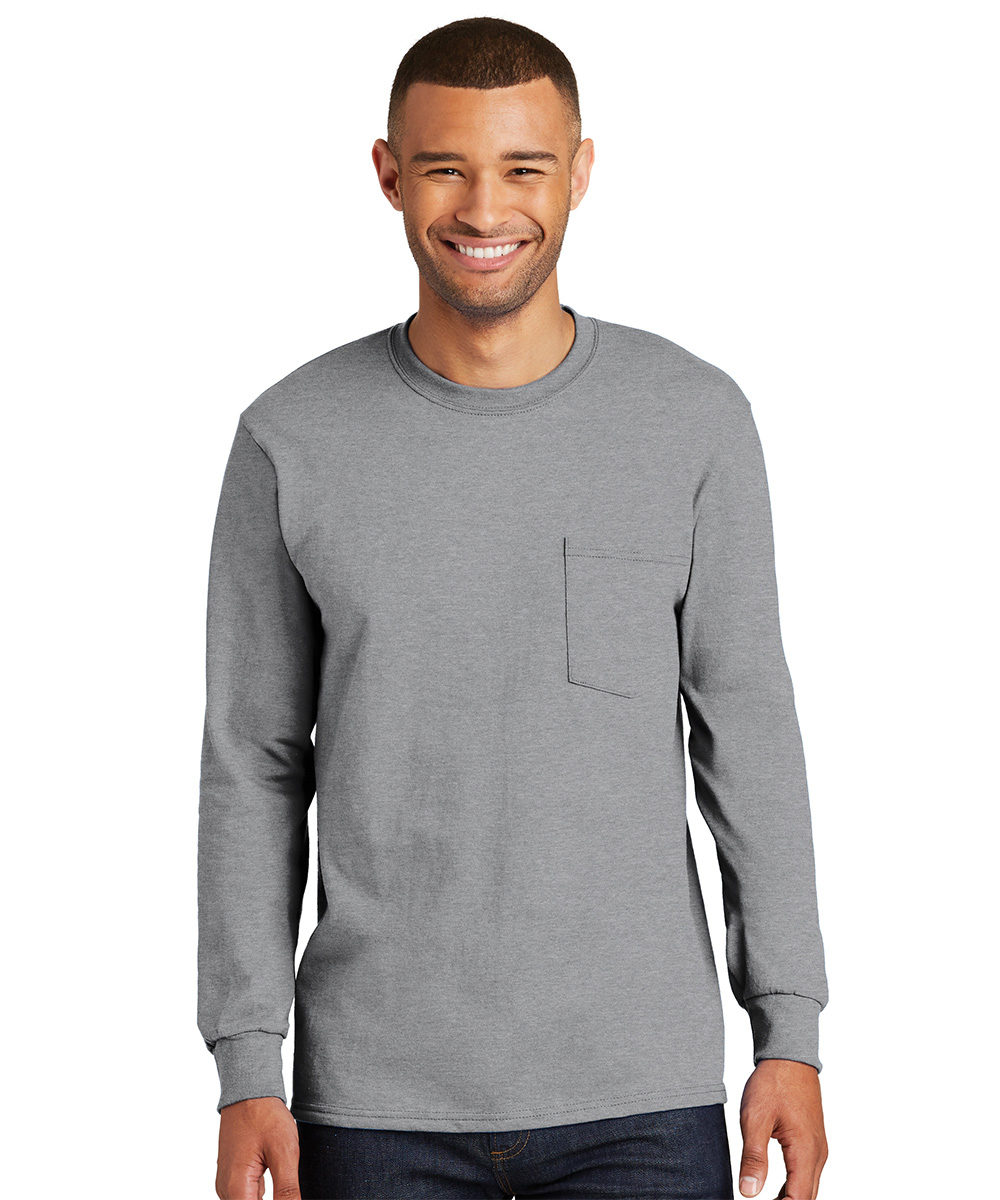 Long Sleeve Cotton T-Shirts with Pocket