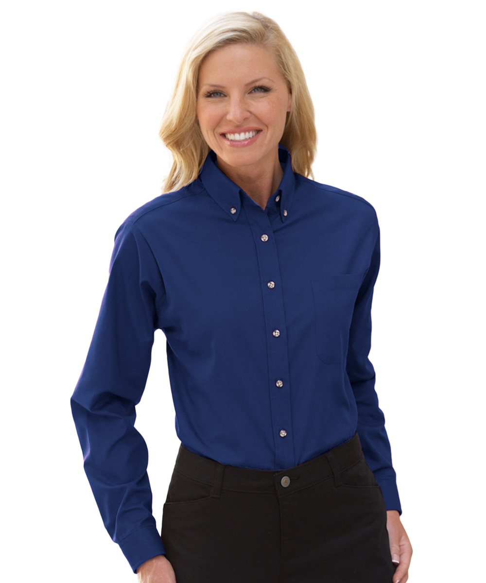 Women's Button-Down Collar Long Sleeve Poplin Shirts