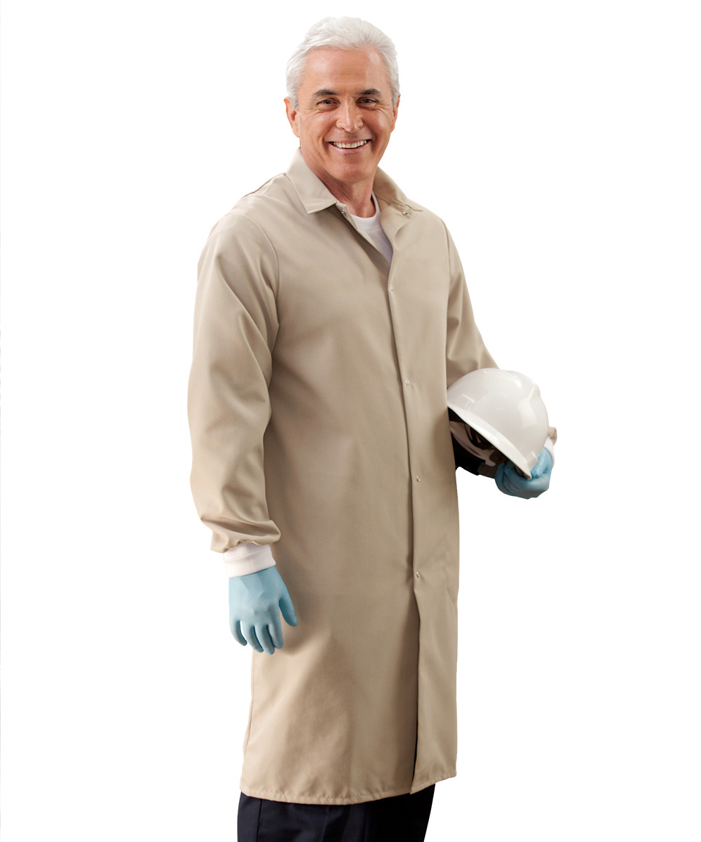 Pocketless Food Processor Coats with Knit Cuffs